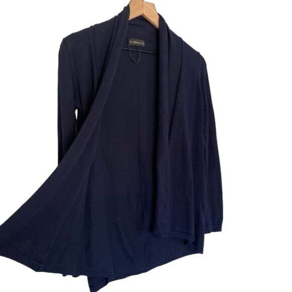 Zara Small Navy Cardigan Open Front Flyaway Sweater - Picture 4 of 9